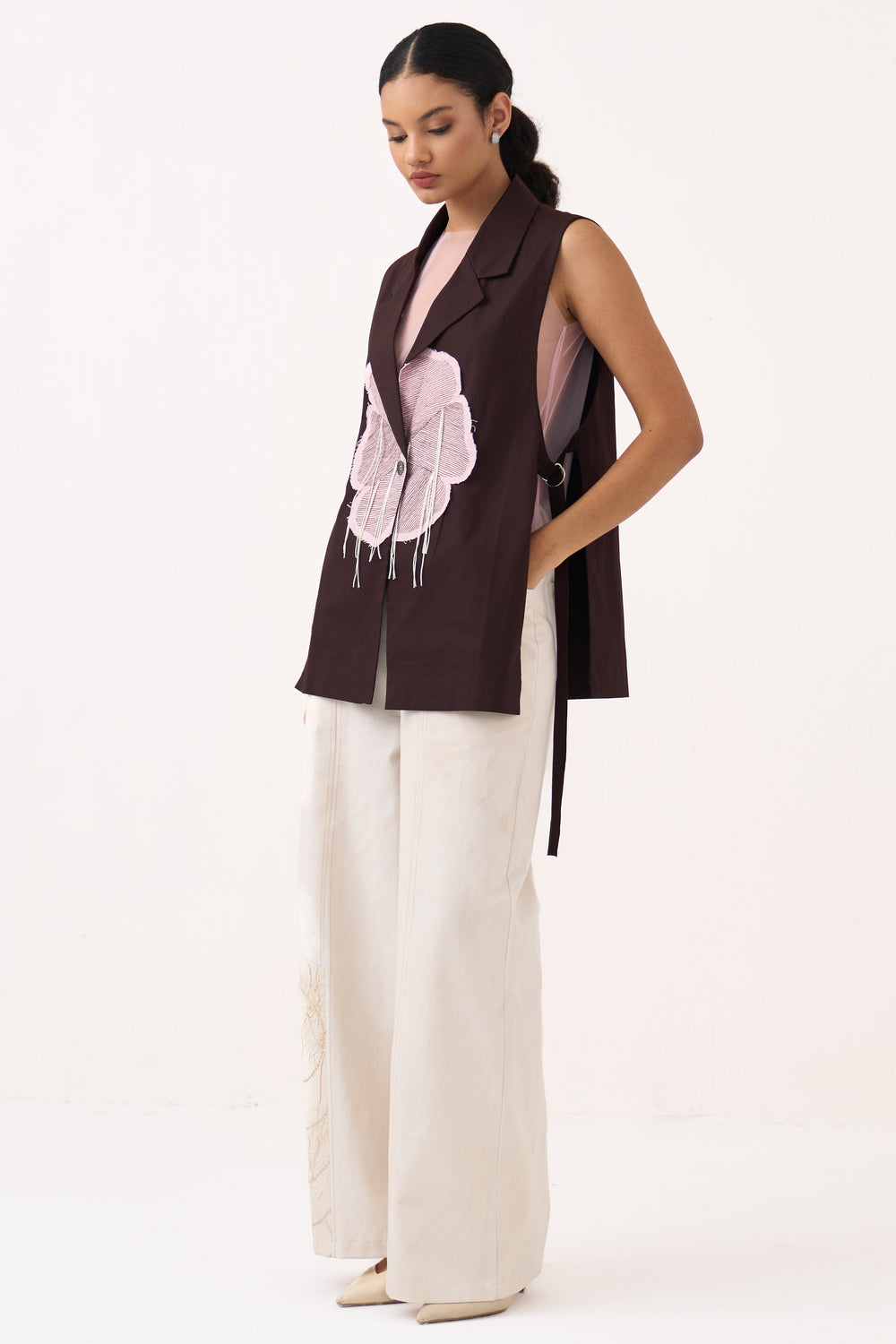 Floral Applique Waistcoat (Slip Included)