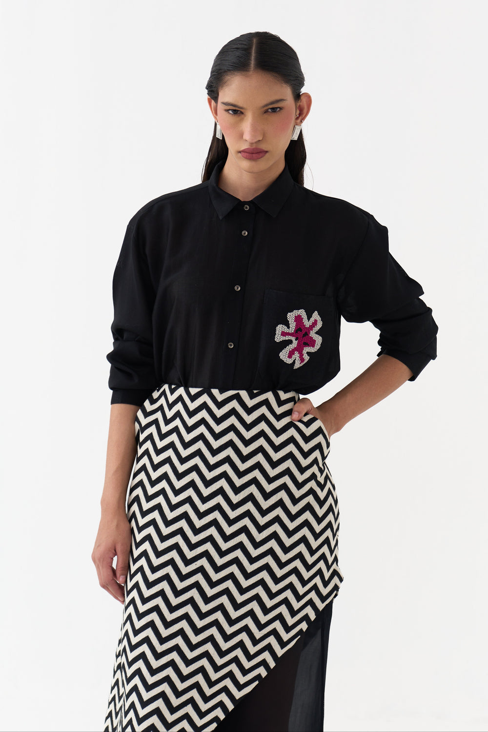 Asymmetric Skirtpant Co-Ord (Set Of 3)