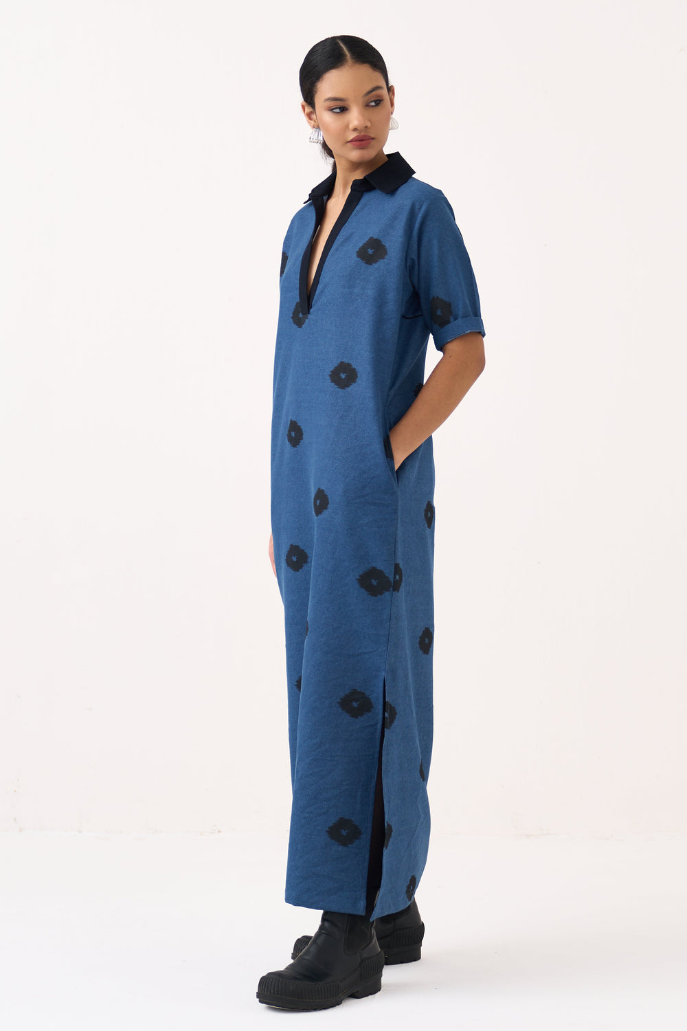 Block Print Denim Dress