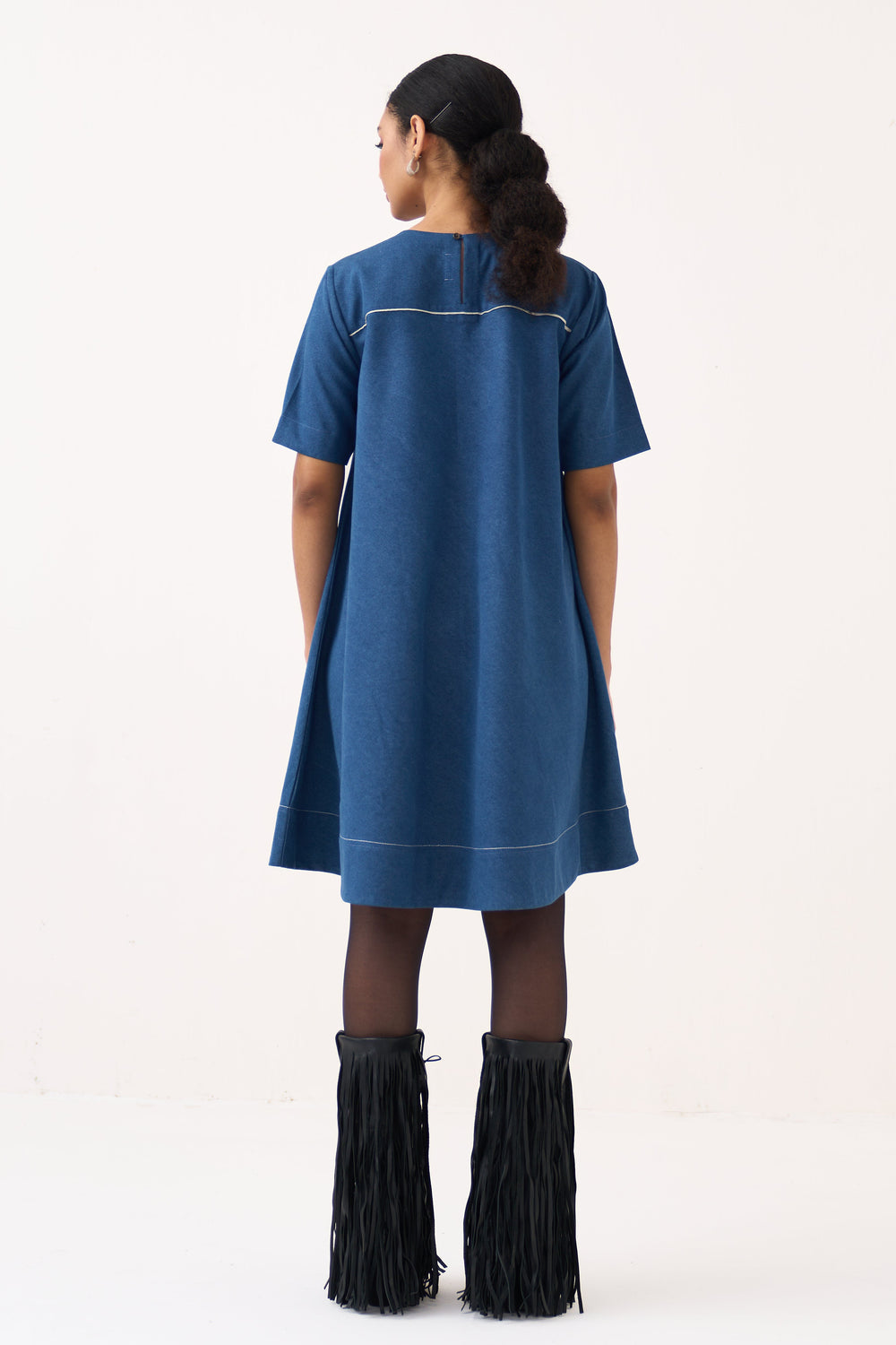Textured Applique Denim Dress