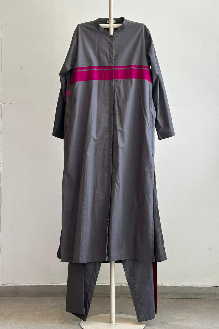Back Pleat Jacket Co-ord Set of 2 Lead Grey Poplin