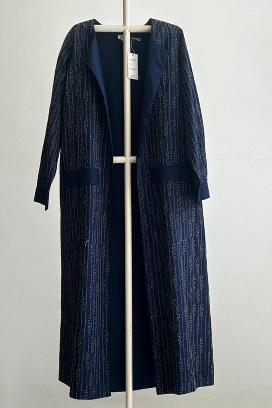 Abstract Emb. Overlay Jacket- Navy - Three Clothing