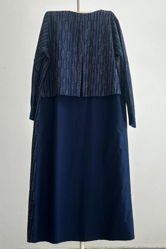 Abstract Emb. Overlay Jacket- Navy - Three Clothing