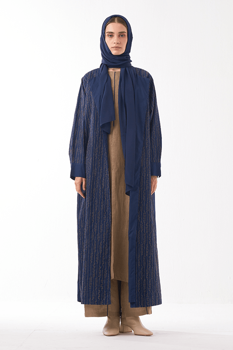 Abstract Emb. Overlay Jacket- Navy - Three Clothing