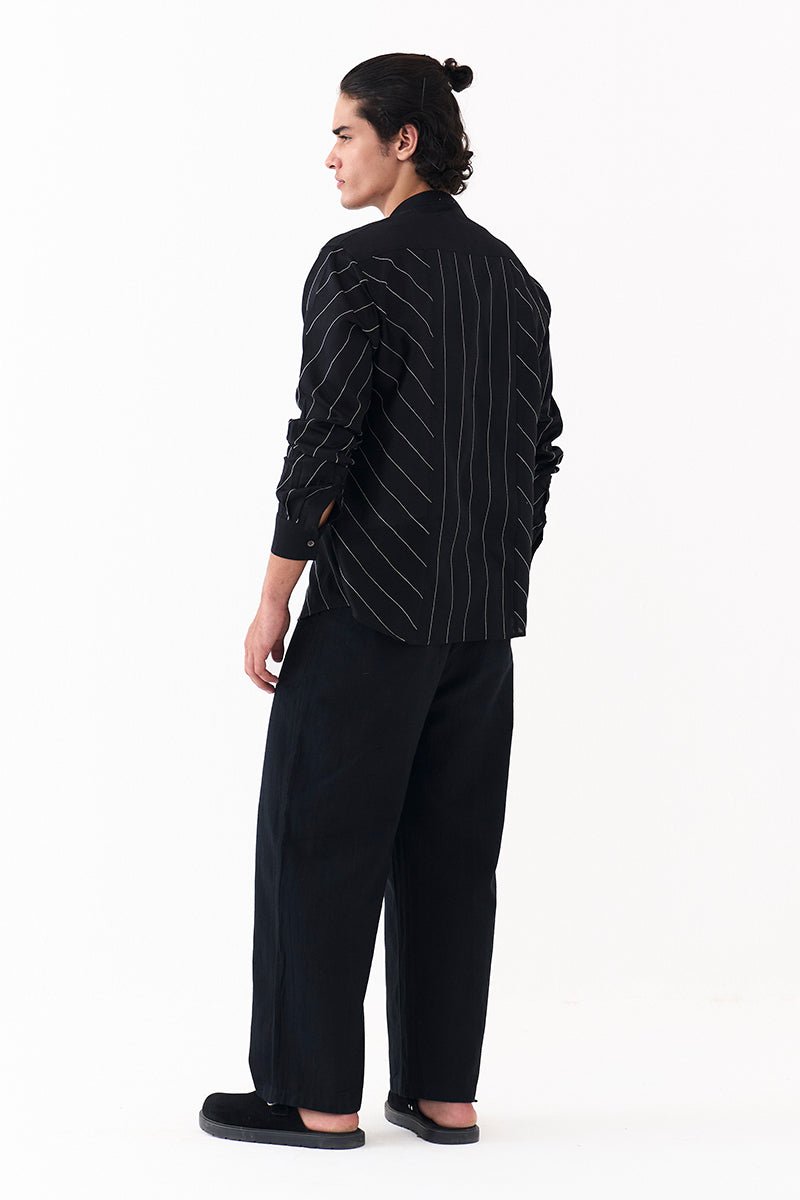 Asymmetric Linear Emb. Shirt - Three Clothing