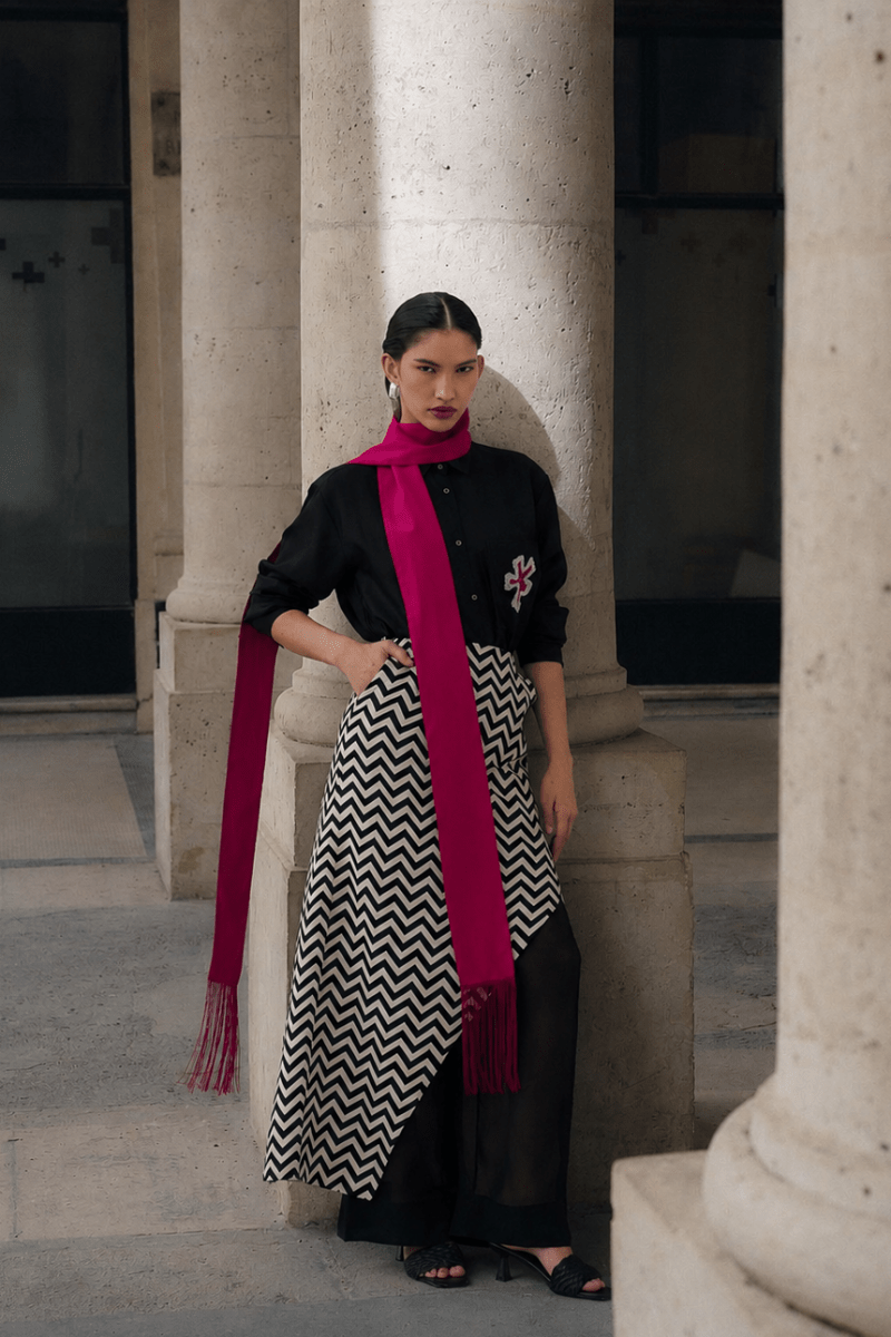 Asymmetric Skirtpant Co-Ord (Set Of 3) - Three Clothing