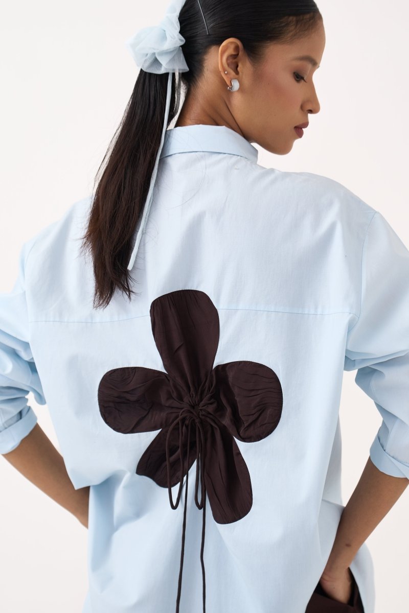 Back Floral Drawstring Shirt - Three Clothing