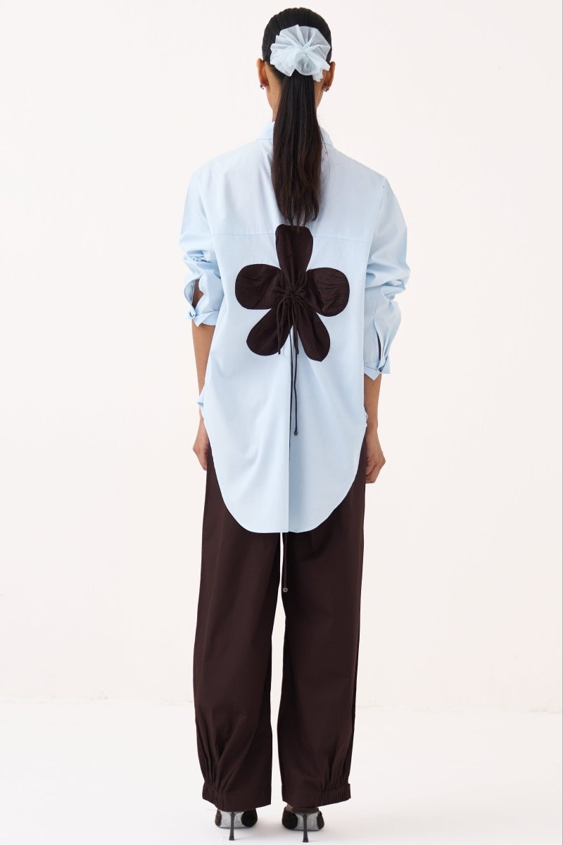 Back Floral Drawstring Shirt - Three Clothing