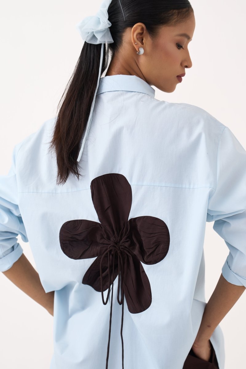Back Floral Drawstring Shirt Co - ord (Set of 2) - Three Clothing