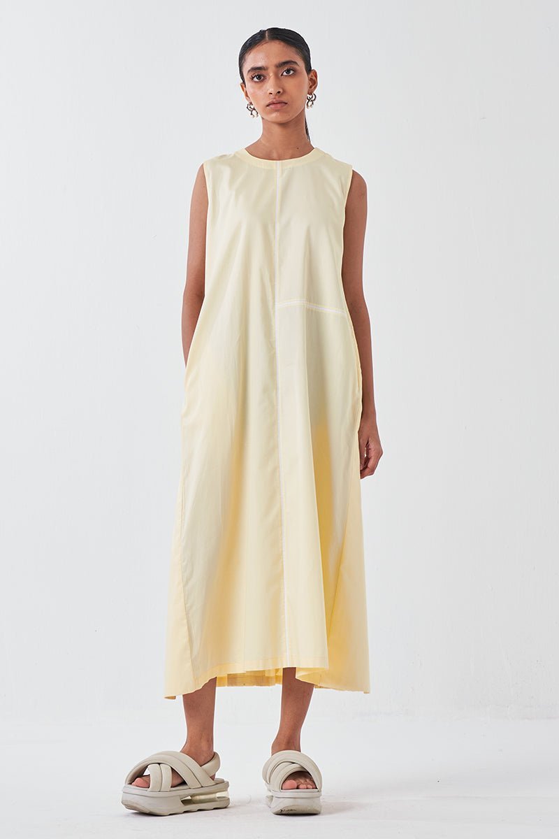 Back Pleat Dress butter - Three Clothing
