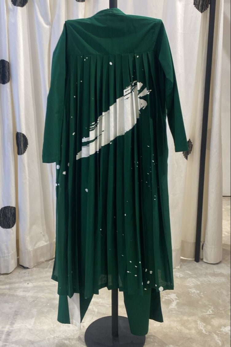 Back Pleat Jacket Co-ord Set of 2 Emerald Green - Three Clothing