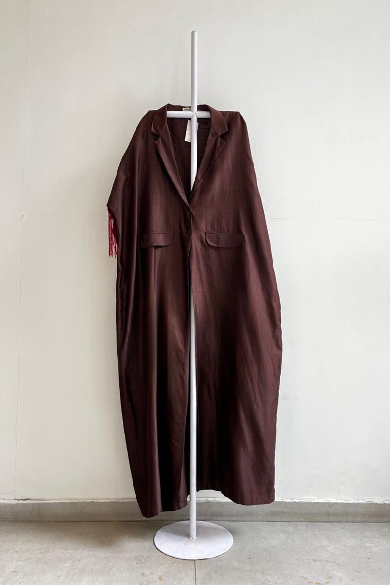 Back Yoke Fringe Overlap - Brown/Red - Three Clothing