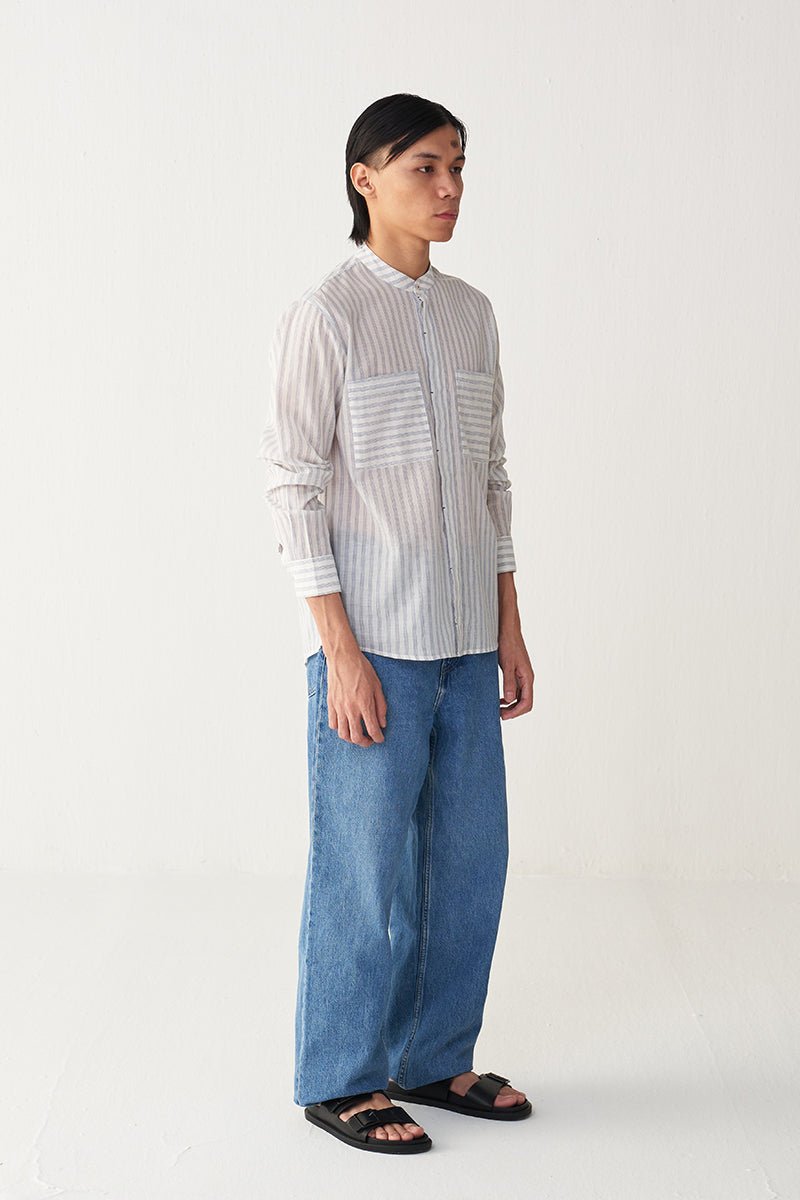 Band Collar Shirt - Three Clothing