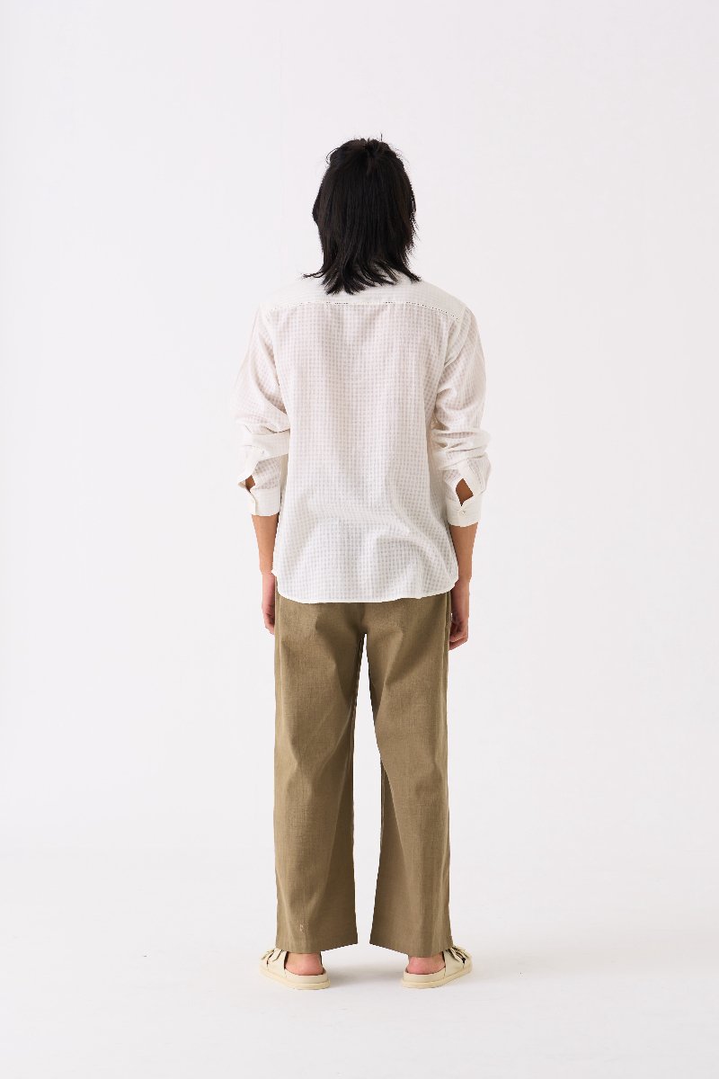 Band Collar Shirt White - Three