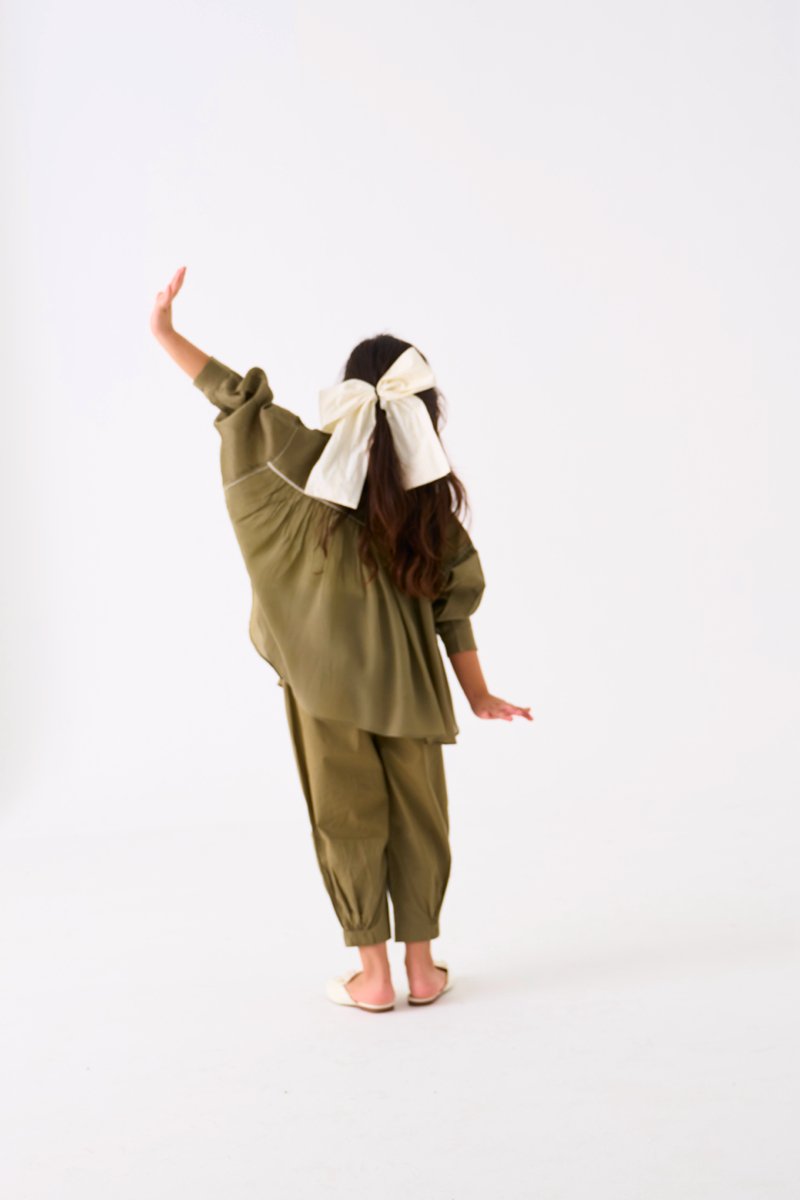 Bat Sleeve Shirt Co - ord - Sap Green - Three