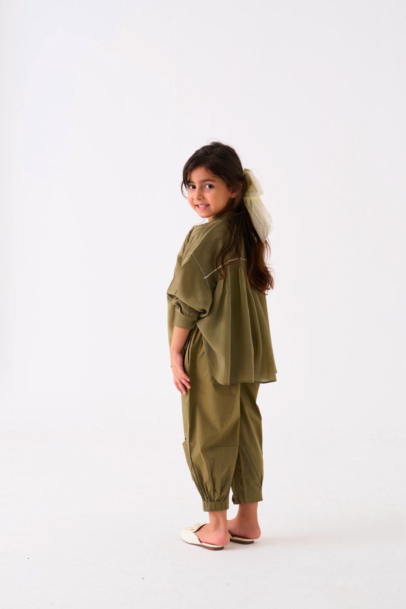 Bat Sleeve Shirt Co - ord - Sap Green - Three