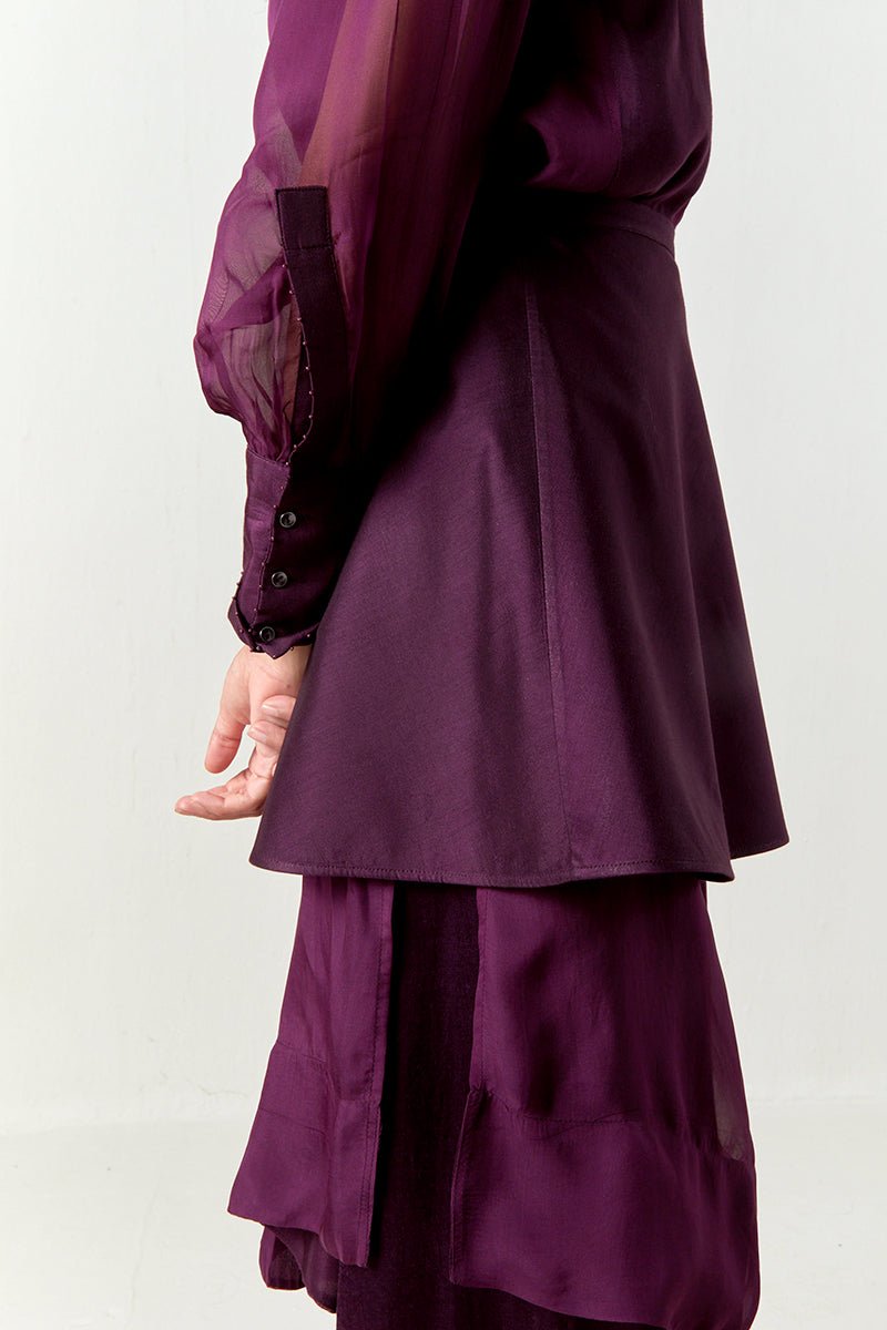 Beaded Collar Sheer Shirt Co - Ord - Three Clothing
