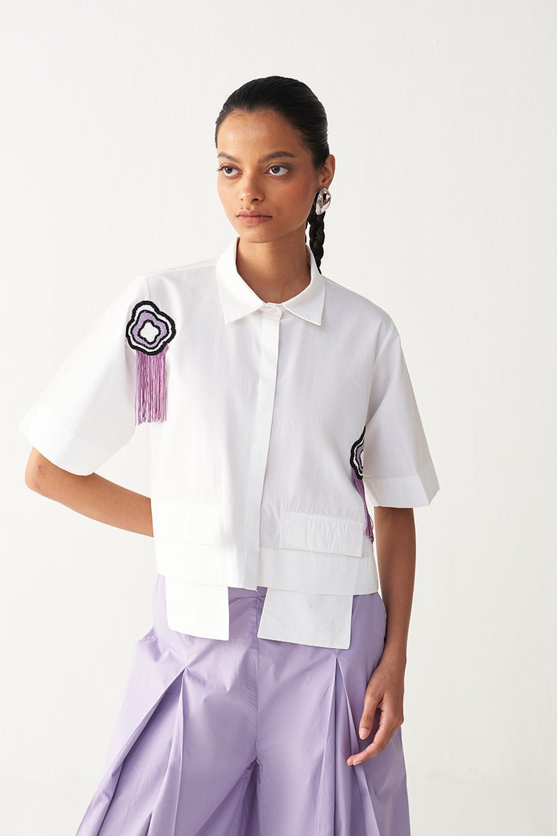 Beaded Crop Fringe Top Co - Ord - Three Clothing