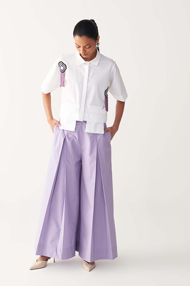 Beaded Crop Fringe Top Co - Ord - Three Clothing