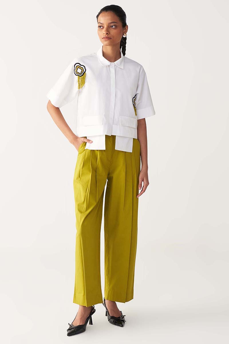 Beaded Crop Fringe Top Co - Ord - Three Clothing