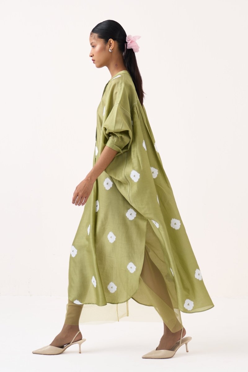 Block Print Bat Sleeve Dress (Slip included) - Three Clothing