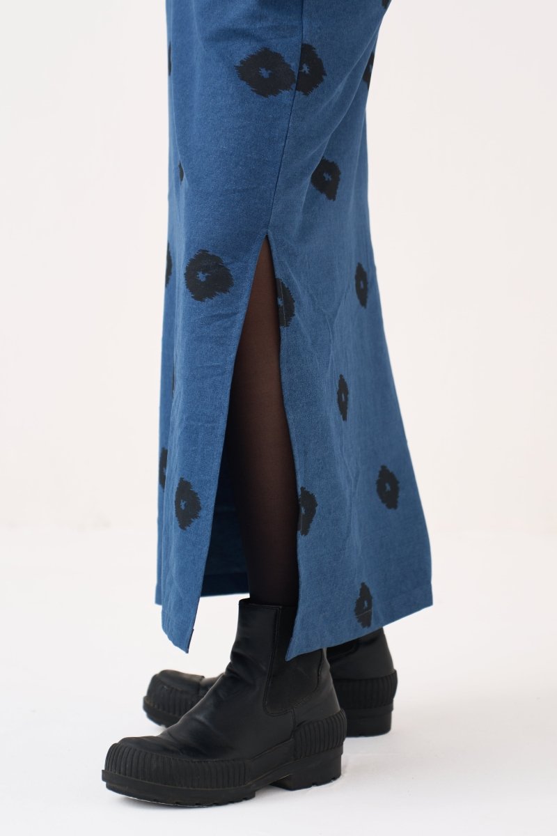 Block Print Denim Dress - Three Clothing