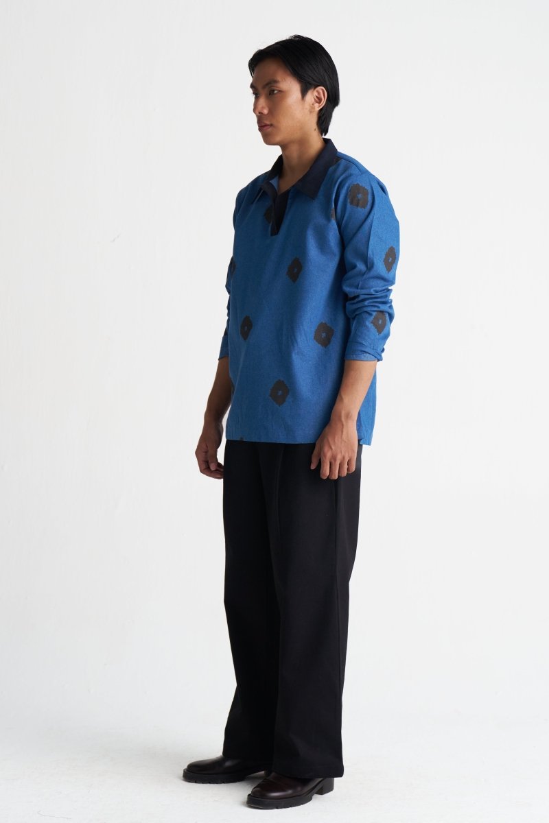 Block Print Denim Shirt - Three Clothing