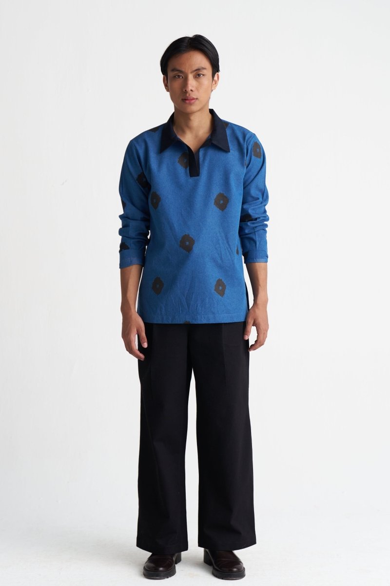Block Print Denim Shirt - Three Clothing