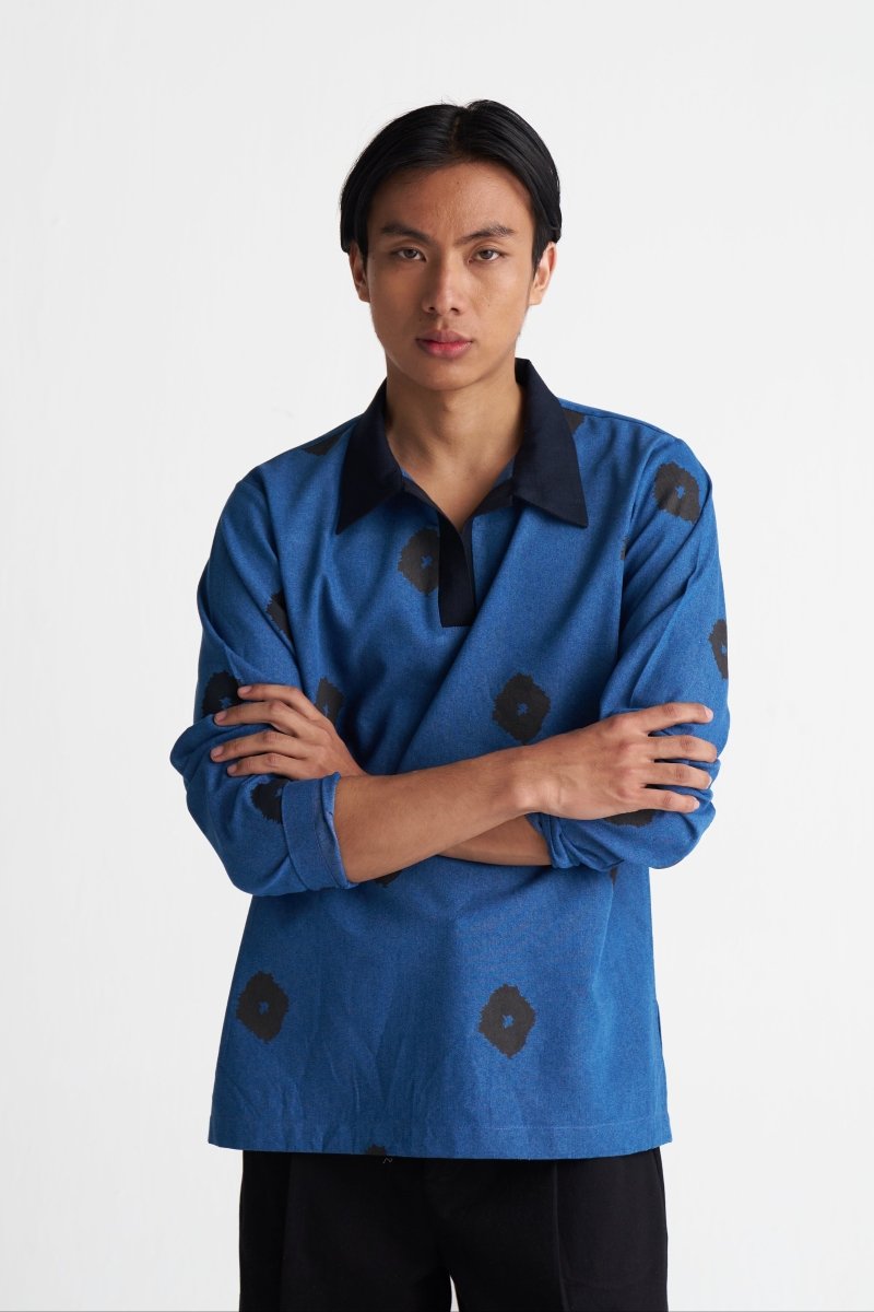 Block Print Denim Shirt - Three Clothing