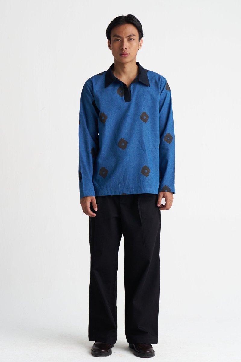 Block Print Denim Shirt - Three Clothing