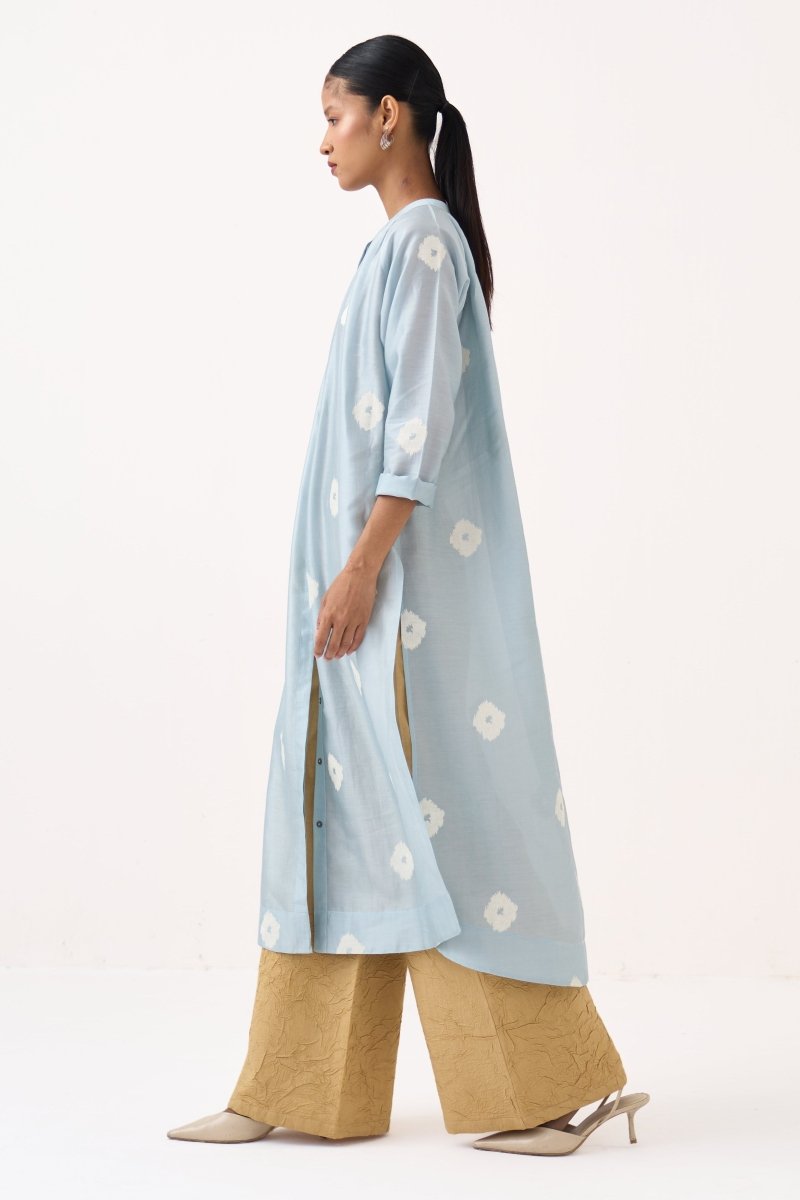 Block Print Gather Neck Shirt Co - ord (Set of 2) - Three Clothing