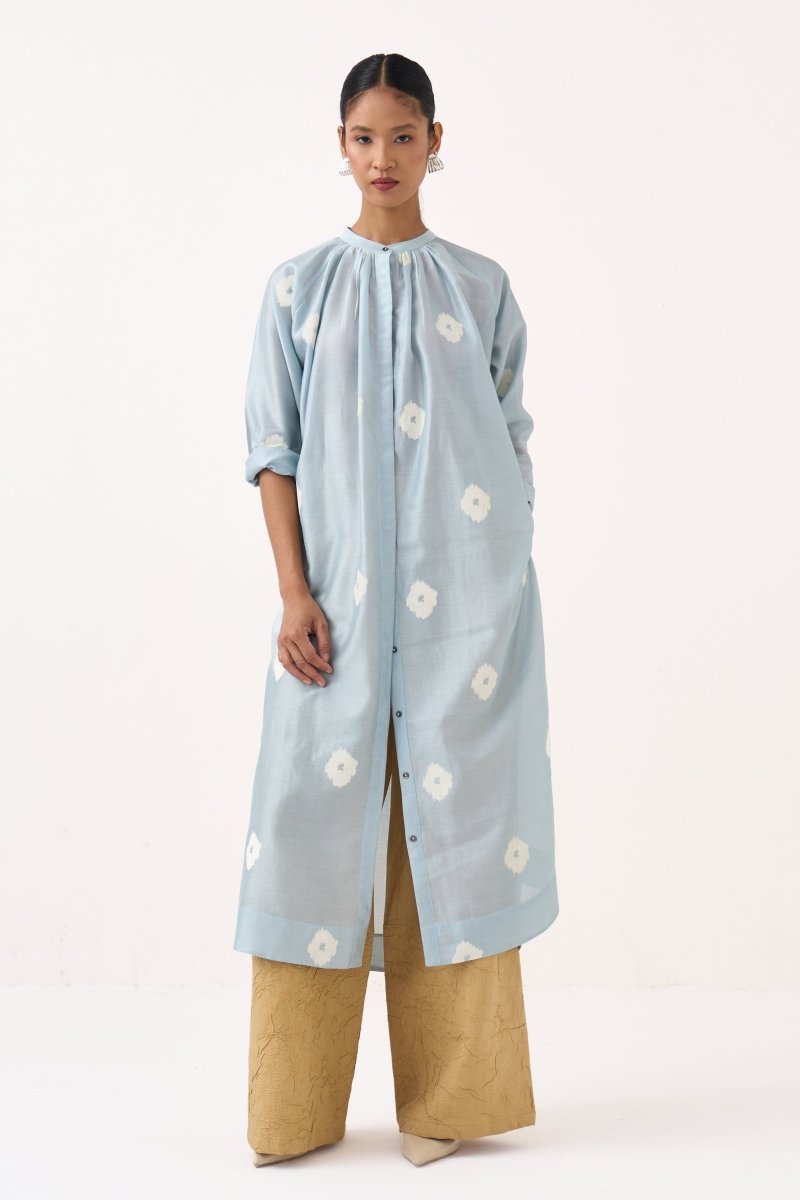 Block Print Gather Neck Shirt Co - ord (Set of 2) - Three Clothing