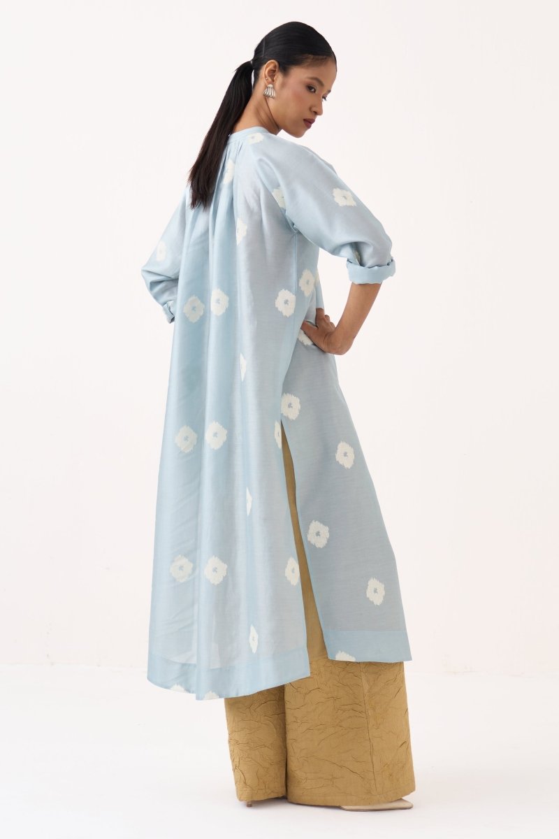 Block Print Gather Neck Shirt Co - ord (Set of 2) - Three Clothing