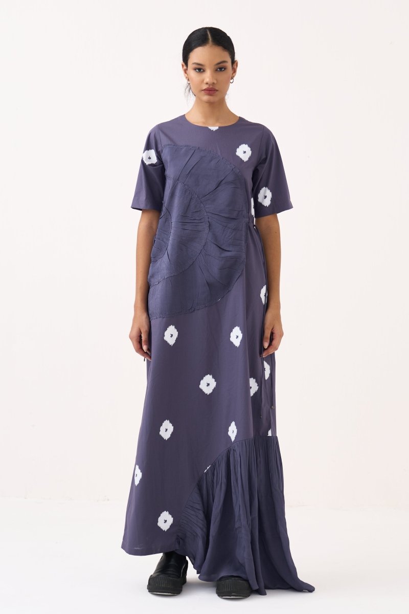 Block Print Multi Drawstring Dress - Three Clothing