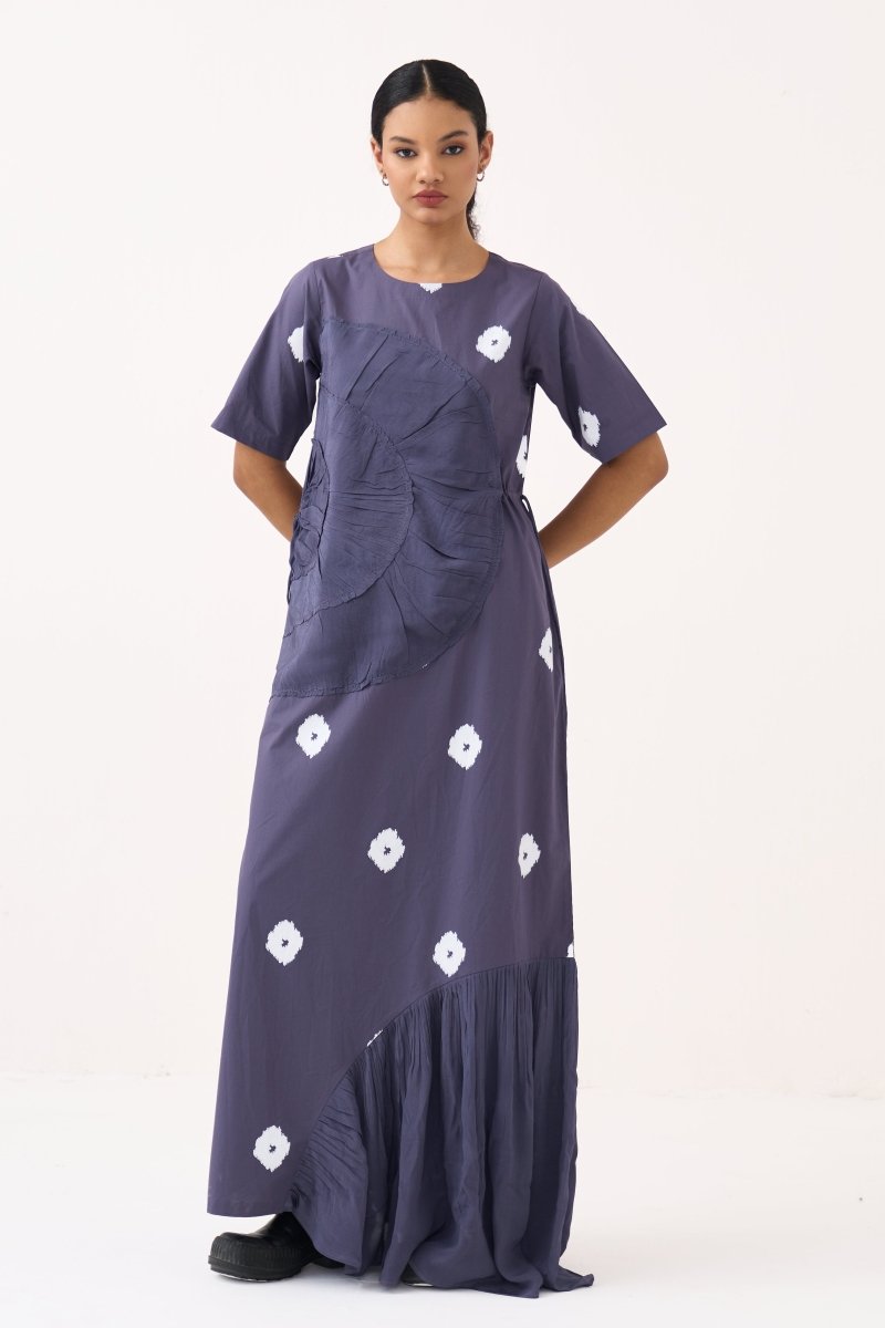 Block Print Multi Drawstring Dress - Three Clothing