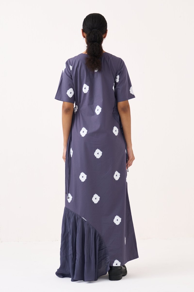 Block Print Multi Drawstring Dress - Three Clothing