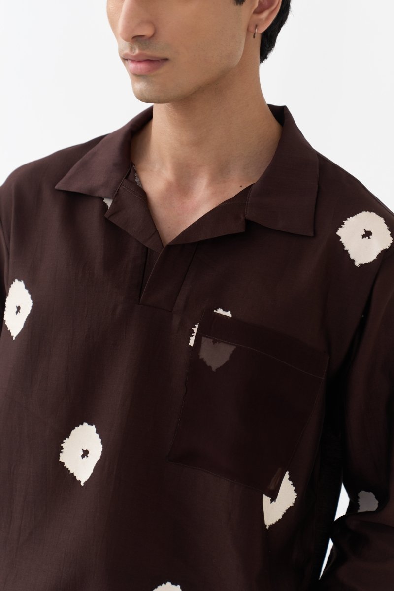 Block Print V-Neck Shirt - Three Clothing