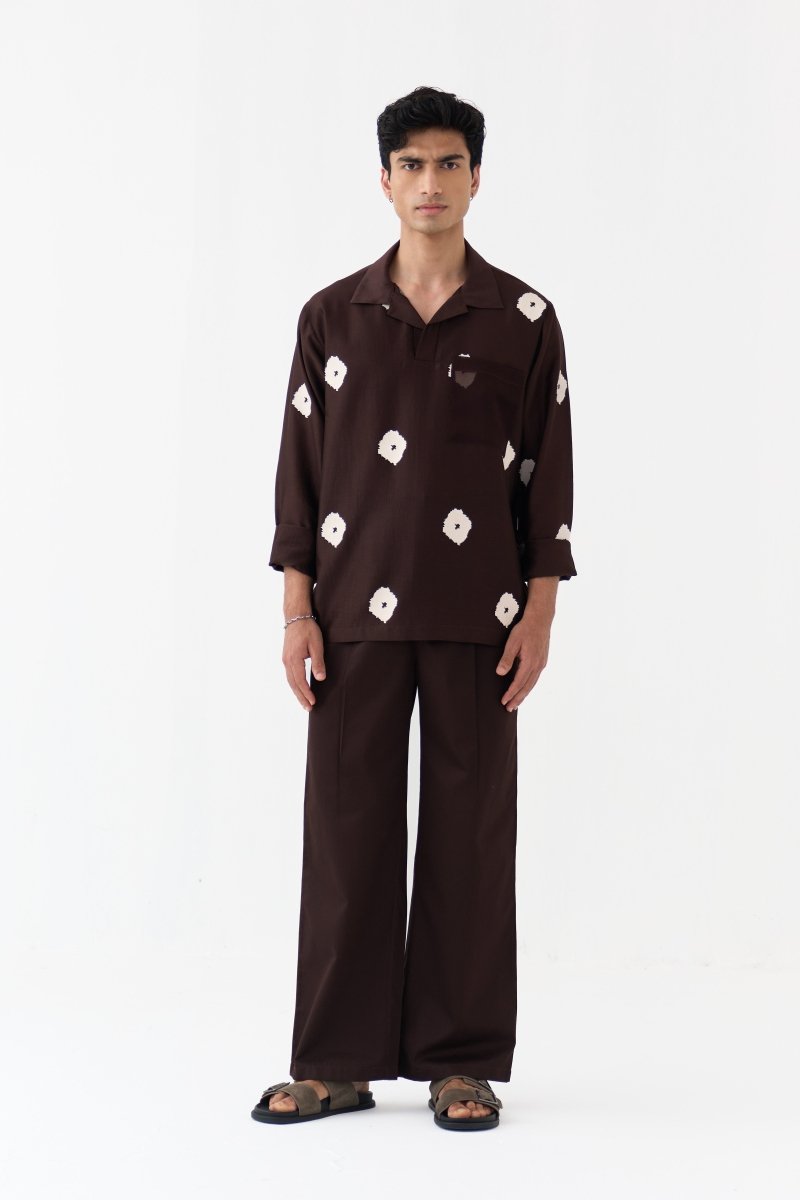 Block Print V-Neck Shirt - Three Clothing