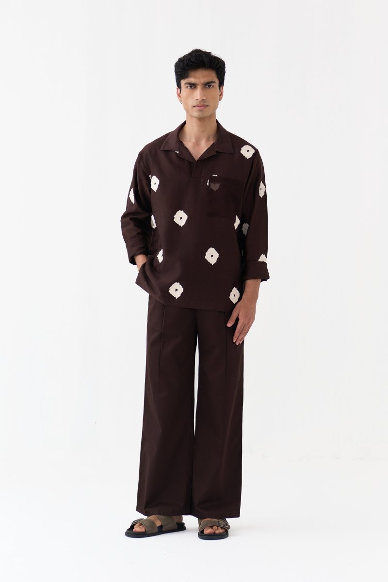 Block Print V-Neck Shirt - Three Clothing