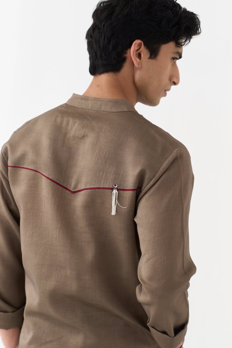 Button Emb. Kurta - Three Clothing
