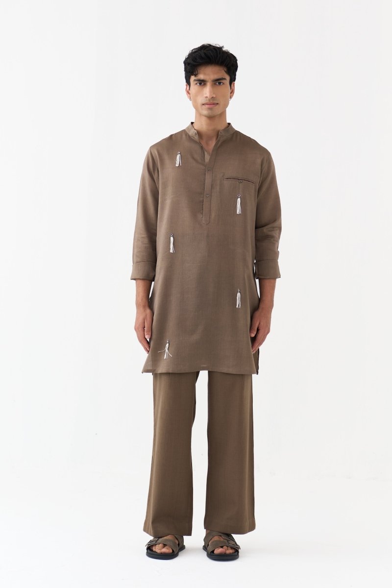 Button Emb. Kurta - Three Clothing