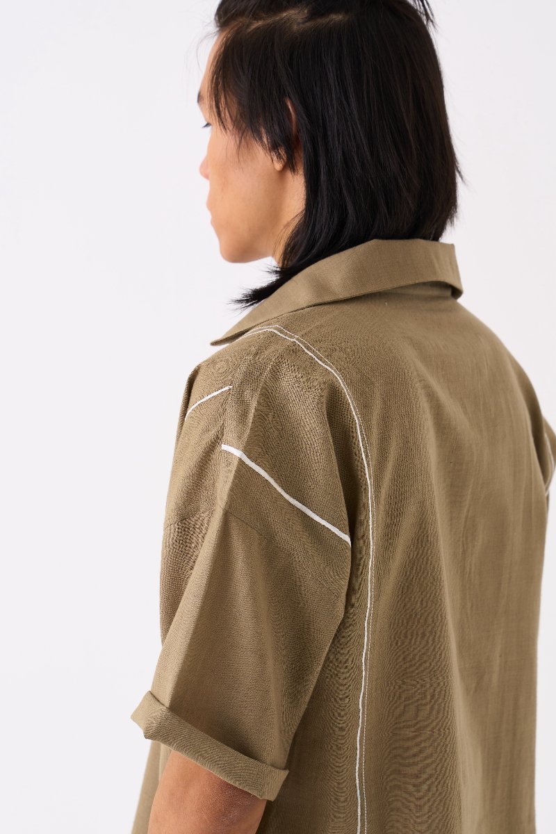 Camp Collar Shirt Sage - Three