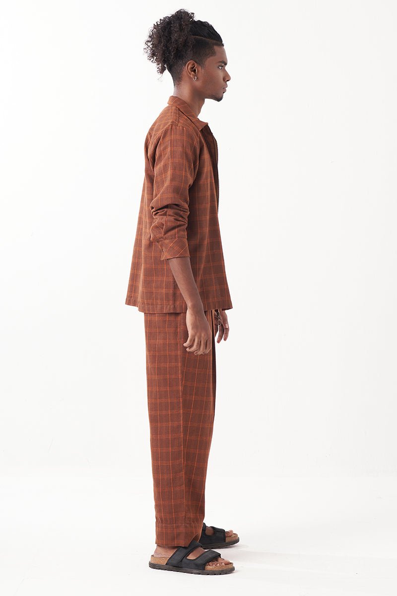 Checkered Three Pleat Bottom - Three Clothing