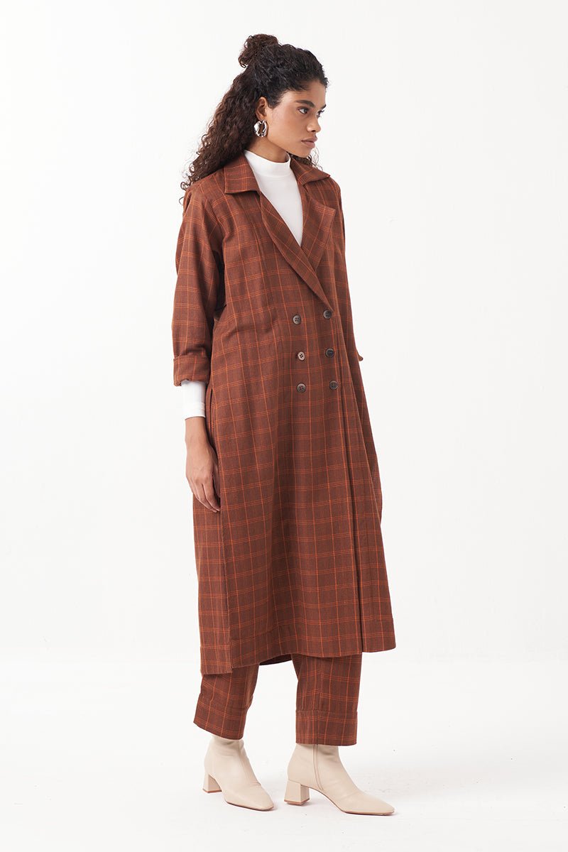 Checkered Three Pleat Pant - Three Clothing