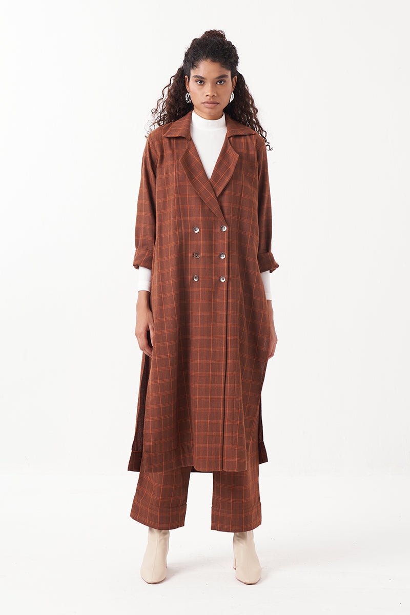 Checkered Three Pleat Pant - Three Clothing