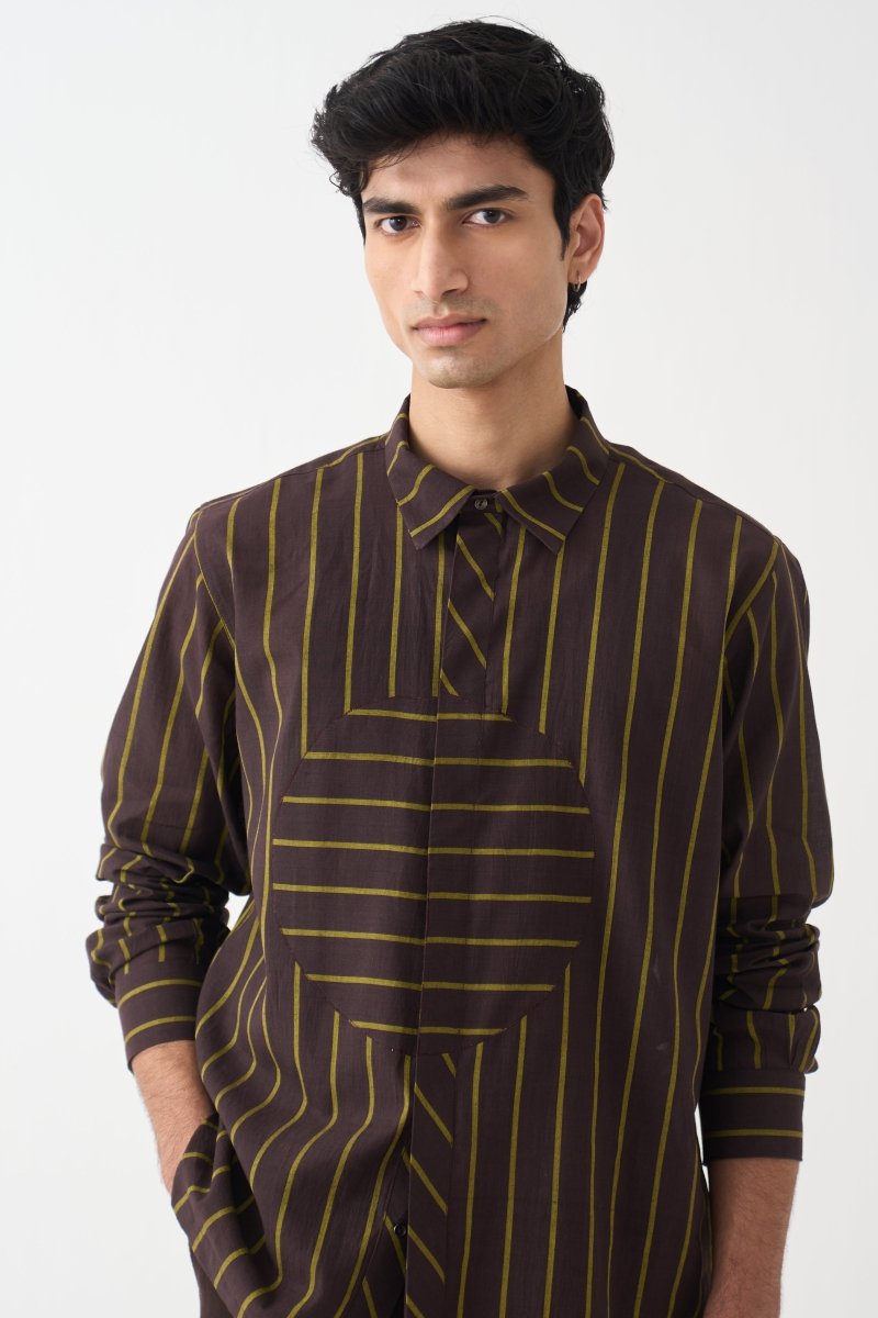 Circle Applique Patch Shirt - Three Clothing