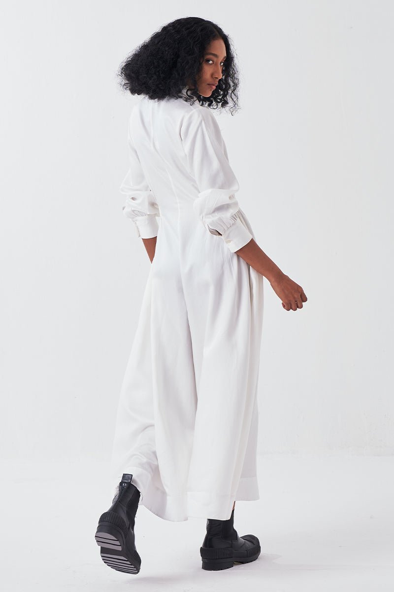 Collared Side Elastic Waist Jumpsuit - Three Clothing