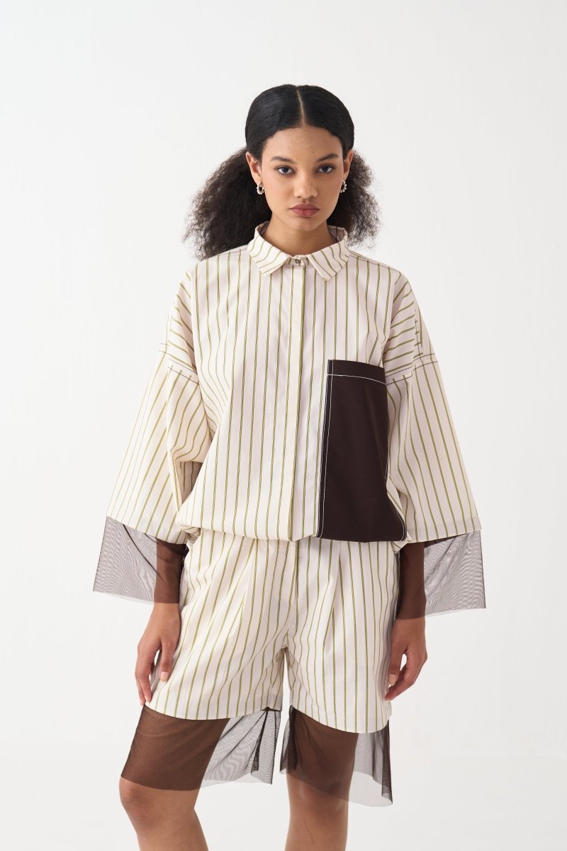 Contrast Detail Shirt - Three Clothing