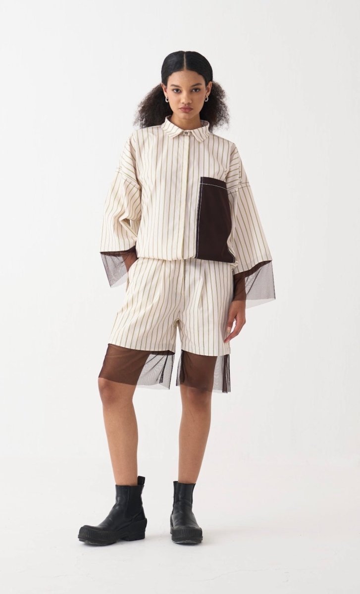 Contrast Detail Shirt - Three Clothing