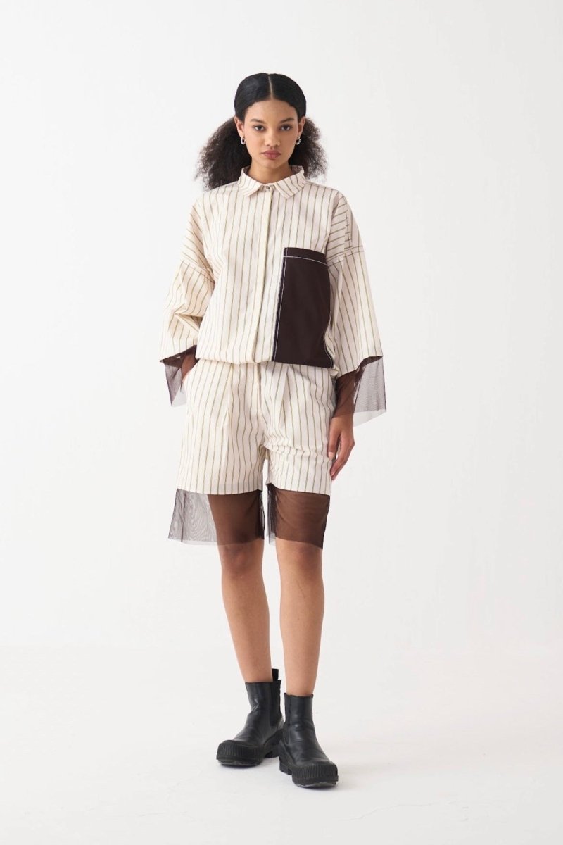 Contrast Detail Shirt - Three Clothing